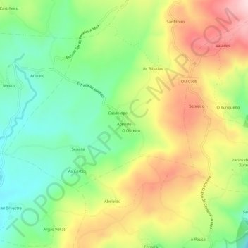 Acevido topographic map, elevation, terrain