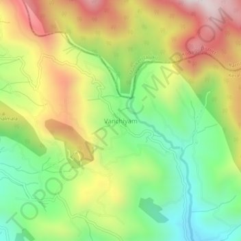 Vanchiyam topographic map, elevation, terrain