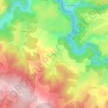 Ligeac topographic map, elevation, terrain