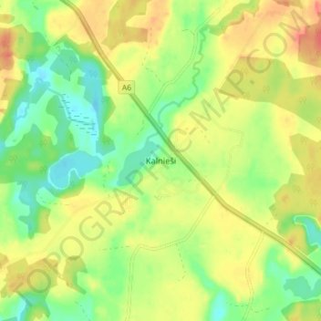 Kalnieši topographic map, elevation, terrain