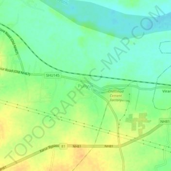 Puliyur topographic map, elevation, terrain