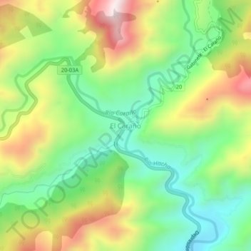 El Caraño topographic map, elevation, terrain