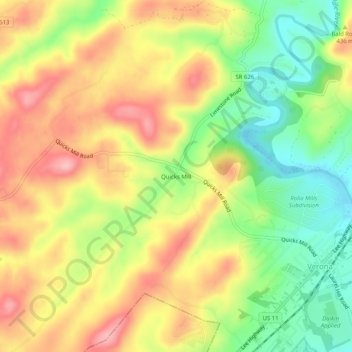 Quicks Mill topographic map, elevation, terrain