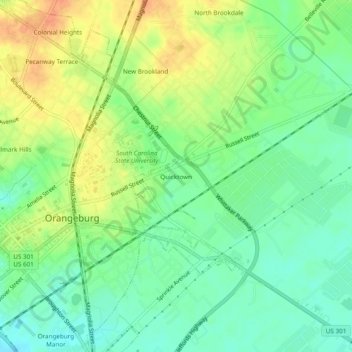Quicktown topographic map, elevation, terrain