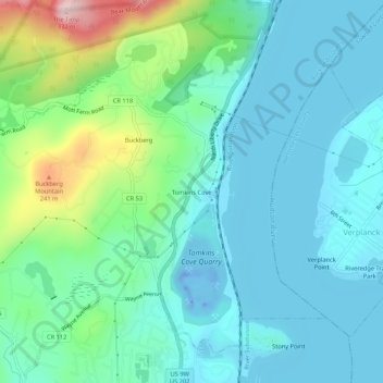 Tomkins Cove topographic map, elevation, terrain