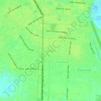 Langkai topographic map, elevation, terrain