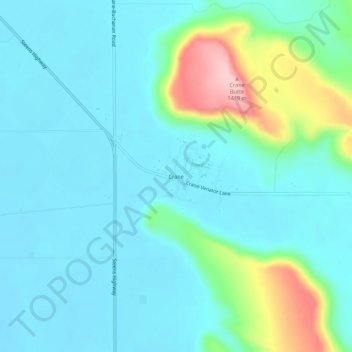Crane topographic map, elevation, terrain