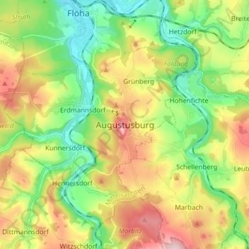 Augustusburg topographic map, elevation, terrain