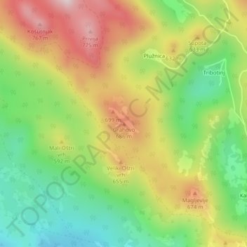 Grahovo topographic map, elevation, terrain