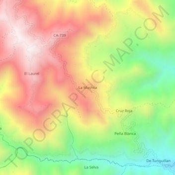 La Mushca topographic map, elevation, terrain
