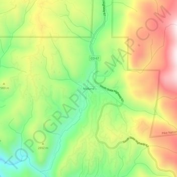 Midland topographic map, elevation, terrain