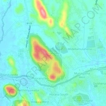 Owitigala topographic map, elevation, terrain
