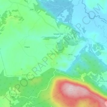 Gornji Furjan topographic map, elevation, terrain