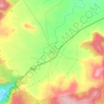 Ane topographic map, elevation, terrain