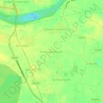 Kamavarpalayam topographic map, elevation, terrain