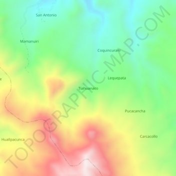 Tiahuanaco topographic map, elevation, terrain