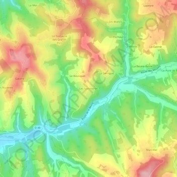 Les Sommeries topographic map, elevation, terrain