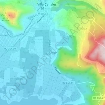 La Virgen topographic map, elevation, terrain