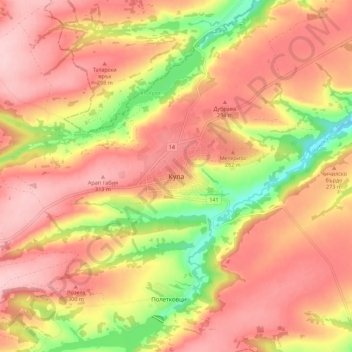 Kula topographic map, elevation, terrain