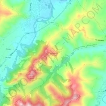Sadurano topographic map, elevation, terrain