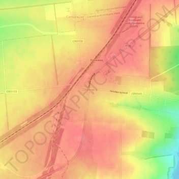 Olenivka topographic map, elevation, terrain