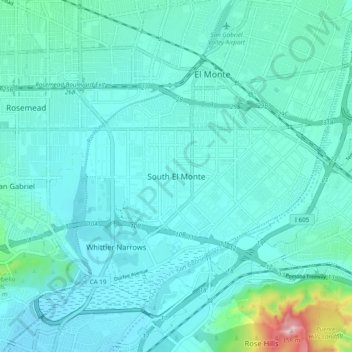 South El Monte topographic map, elevation, terrain