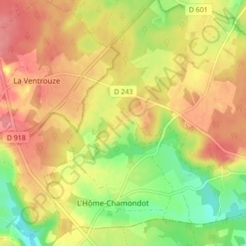 Le Mont Huchet topographic map, elevation, terrain