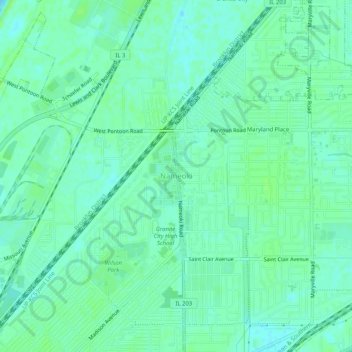 Nameoki topographic map, elevation, terrain