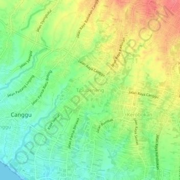 Tibubeneng topographic map, elevation, terrain