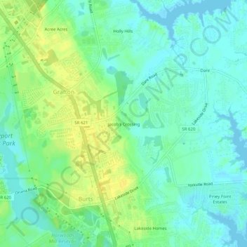 Jacob's Crossing topographic map, elevation, terrain