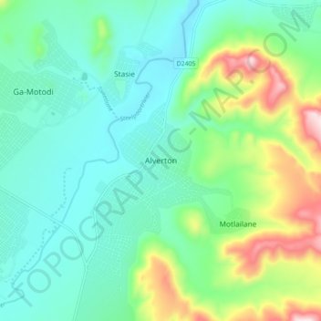 Alverton topographic map, elevation, terrain