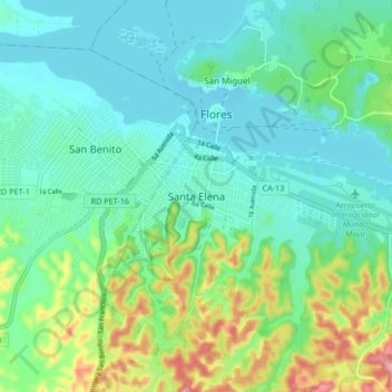 Santa Elena topographic map, elevation, terrain