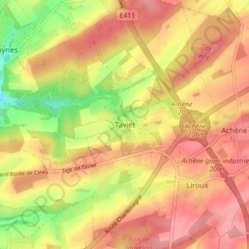 Taviet topographic map, elevation, terrain
