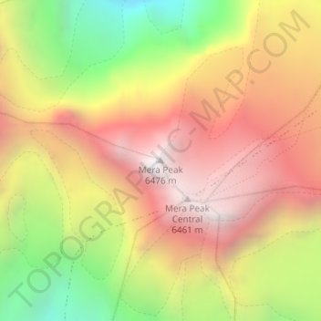 Mera Peak topographic map, elevation, terrain