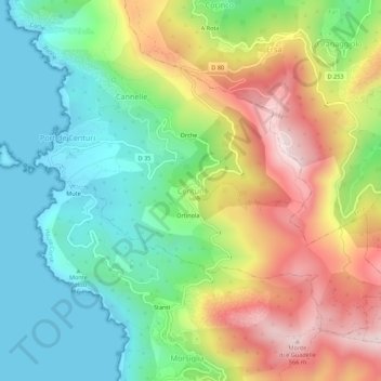 Centuri topographic map, elevation, terrain