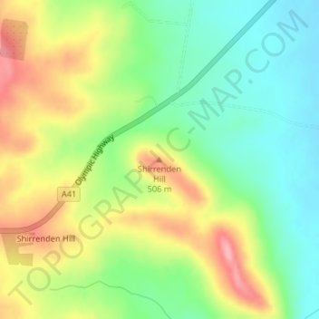 Shirrenden Hill topographic map, elevation, terrain