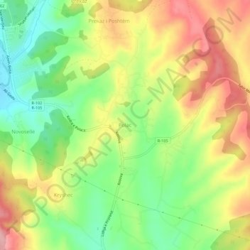 Polac topographic map, elevation, terrain