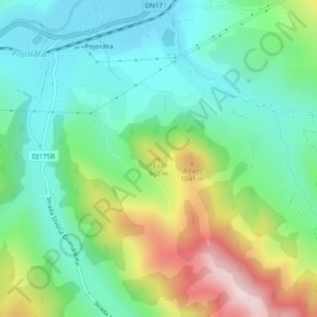 Eva topographic map, elevation, terrain