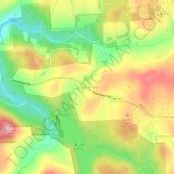 Spring Brook topographic map, elevation, terrain