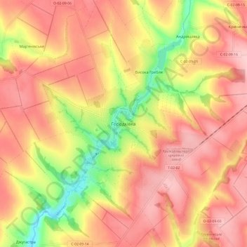 Horodkivka topographic map, elevation, terrain