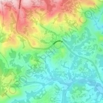 Bangoua topographic map, elevation, terrain