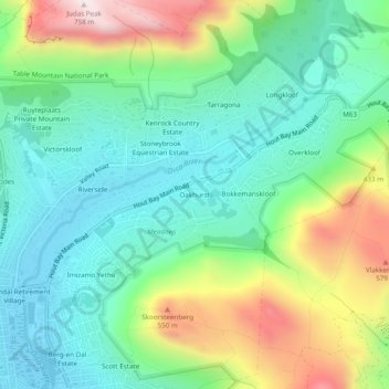 Oakhurst topographic map, elevation, terrain