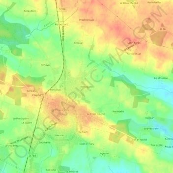 Kerlegano topographic map, elevation, terrain