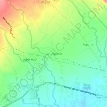 San Agustin topographic map, elevation, terrain