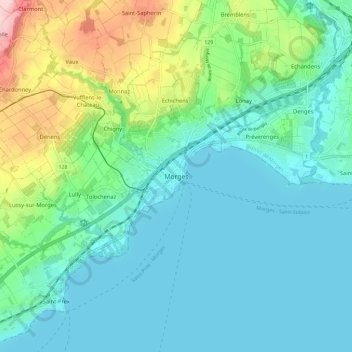 Morges topographic map, elevation, terrain