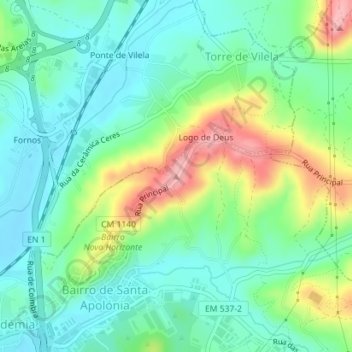 Logo de Deus topographic map, elevation, terrain