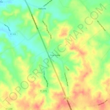 Cane Valley topographic map, elevation, terrain