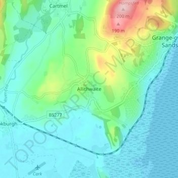 Allithwaite topographic map, elevation, terrain