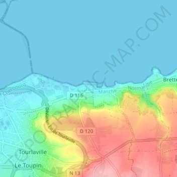 Le Becquet de Digosville topographic map, elevation, terrain