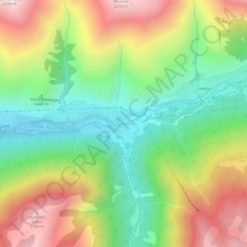 Arties topographic map, elevation, terrain